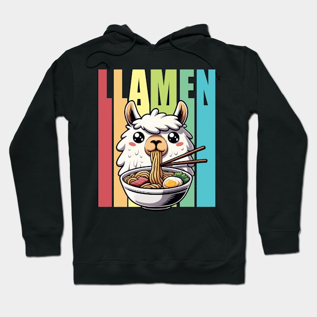 Llamen Cute Llama Eating Ramen Hoodie by DetourShirts